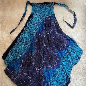 Long blue patterned skirt/dress